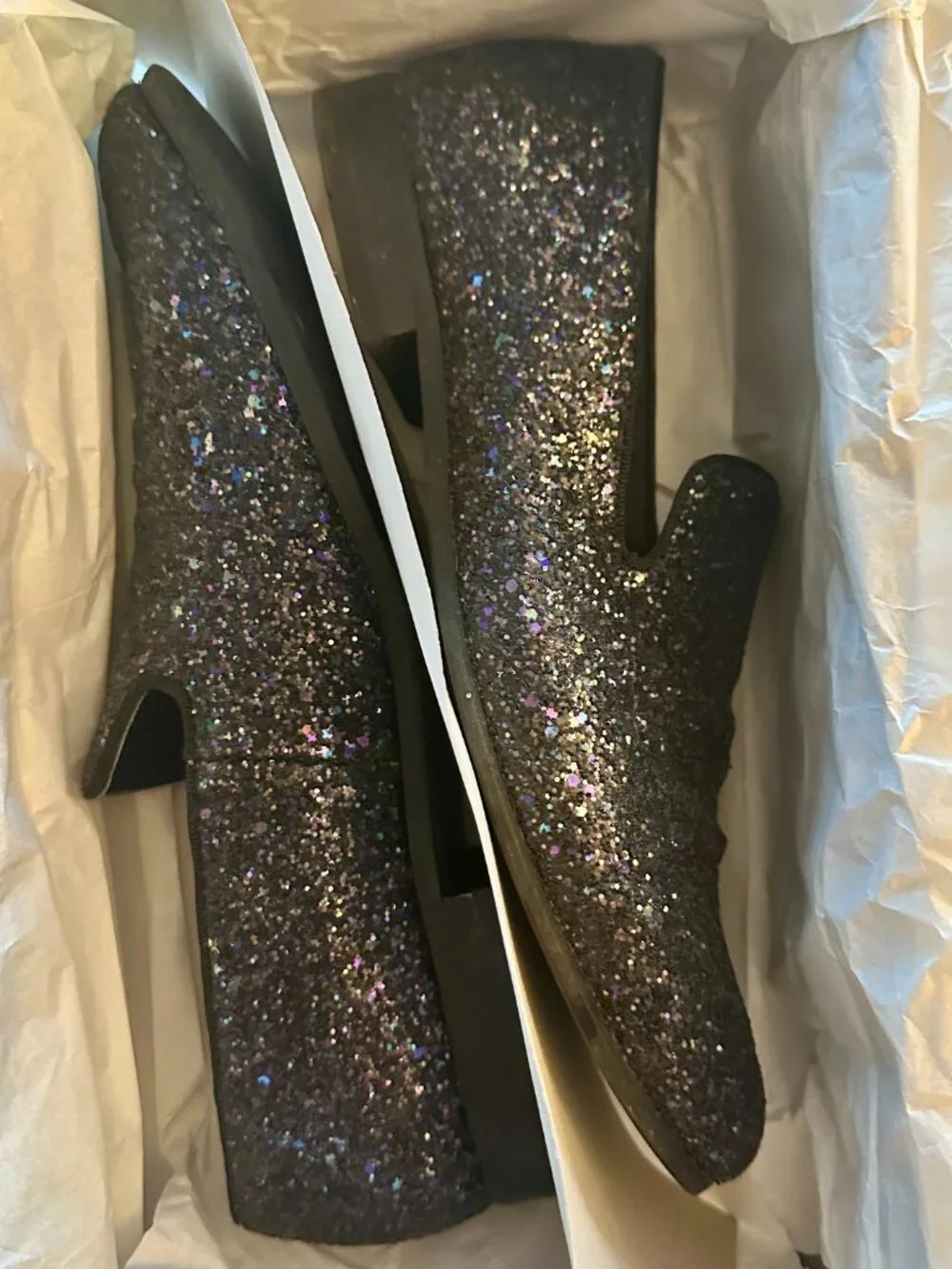 INC International Concepts Triton Black Glitter Slip-On Loafers Men’s 9.5